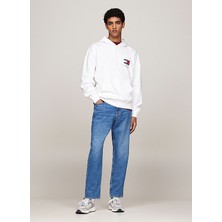 Tommy Jeans Kapüşon Yaka Beyaz Erkek Sweatshırt DM0DM20500YBR Rlx Novelty Graphıc