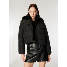 Only Siyah Kadın Mont Onlmaggı Fur Puffer Lıfe Cc Otw