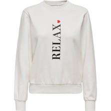 Only O Yaka Baskılı Koyu Beyaz Kadın Sweatshırt Onlvıola L/s O-Neck cc Swt