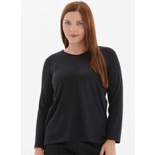Selen V Yaka Taşlı Siyah Kadın Bluz 24KSL8946-BB