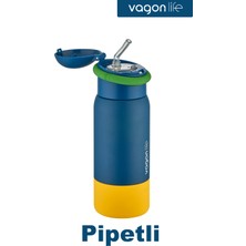 Vagonlife 480 ml Çocuk Pipetli Paslanmaz Çelik Termos/su MATARASI-FFVGN1006-480ML