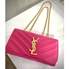 Ysl Pembe Zincirli El ve Omuz Çantası