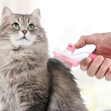 Pazarella  Kedi Köpek Tüy Toplayıcı Kendini Temizleyebilen Ergonomik Saplı Evcil Hayvan Tarağı Pembe