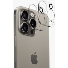 Apple iPhone 16 Pro / 16 Pro Max Ile Uyumlu Temperli Tam Koruma Cam Şeffaf Lens Koruyucu