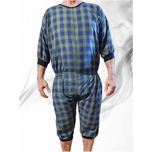 Brediawro Kısa Kol Ribanalı Demans Tulumu - Ekose Kumaş - Pamuklu - S Beden