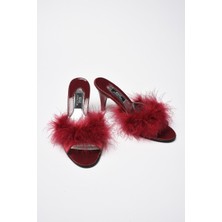 Gc Terlik Taşlı Kaztüyü Kadın Çeyiz Terlik 155 Bordo