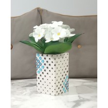 Bosphorus Vazo Dahil,Vazoda Çiçek,Beyaz Yapay Çiçek,Vazo Dekoratif  Puanlı Poliresin 6x6x15cm