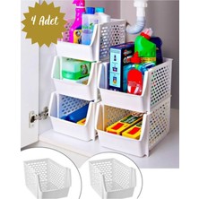 Carpe Kitchen Üst Üste Eklenebilir Mutfak Banyo Kiler Düzenleyici Rafı (4 Adet ), Dolap Düzenleyici, Raf Düzenle