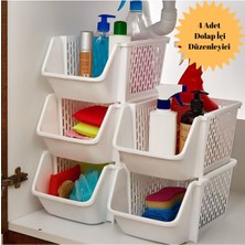 Carpe Kitchen Üst Üste Eklenebilir Mutfak Banyo Kiler Düzenleyici Rafı (4 Adet ), Dolap Düzenleyici, Raf Düzenle