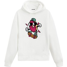 Colermi Unisex Pamuk Skater Çilek Karikatür Kapşonlu Sweatshirt Hoodie Eğlenceli Meyve Deseni
