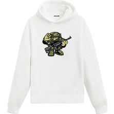 Colermi Unisex Pamuk Komando Kahramanı Karikatür Kapşonlu Sweatshirt Hoodie Eğlenceli Askeri Desen