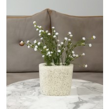 Bosphorus Vazo Dahil,Vazoda Çiçek,Beyaz Yapay Çiçek,Vazo Dekoratif Deniz Taşı El Yapımı 10x5x14cm