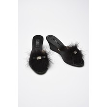 Gc Terlik Gc Siyah Kaz Tüyü Yüksek Feta Bayan Terlik 170