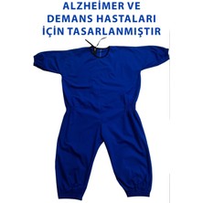 Wraowdia Yeni Nesil Kısa Kol Aizeimer - Demans Tulumu - Lastikli Model - Mavi Renk - Medium Beden