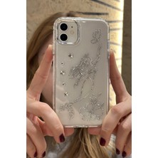 Paladyum Case iPhone 12 Uyumlu Taşlı Deniz Kızı Desenli Şeffaf Kılıf