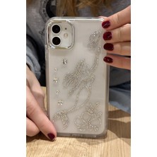 Paladyum Case iPhone 12 Uyumlu Taşlı Deniz Kızı Desenli Şeffaf Kılıf