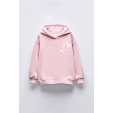 Kız Çocuk Lifes Garden Baskılı Kapüşonlu Manşetli Sweatshirt