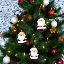 Kuzey Oyuncak Vıp Deluxe 3 Adet 8 cm Parlak Simli Kırmızı Noel Baba Yılbaşı Ağacı Süsleri Noel Ağacı Süsleri