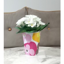 Bosphorus Vazo Dahil,Vazoda Çiçek,Beyaz Yapay Çiçek,Vazo Dekoratif Kırmızı Papatya  7x7x16cm