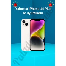 Paladyum Case iPhone 14 Plus Uyumlu Taşlı Yaprak Desenli Şeffaf Kılıf