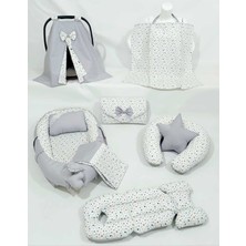 Babynest 9 Parça Set,puset Örtüsü,puset Minderi,pike,emzirme Yastığı,emzirme Önlüğü,çantalı Alt Açma