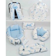 Babynest 9 Parça Set,puset Örtüsü,puset Minderi,pike,emzirme Yastığı,emzirme Önlüğü,çantalı Alt Açma