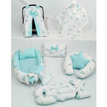 Babynest 9 Parça Set,puset Örtüsü,puset Minderi,pike,emzirme Yastığı,emzirme Önlüğü,çantalı Alt Açma