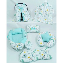 Babynest 9 Parça Set,puset Örtüsü,puset Minderi,pike,emzirme Yastığı,emzirme Önlüğü,çantalı Alt Açma