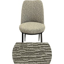 Oval Sandalye Kılıfı Retro Sandalye Örtüsü Lastikli Jakarlı Çubukdesen Tekli Küçük Boy Krem