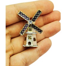 Bb Vintage Yel Değirmeni Figürlü Broş