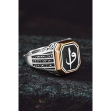 Vogutima Üç Sıra Zirkon Taşlı Vav Elif Işlemeli Erkek Yüzük