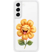 Zeyno Samsung S22 Uyumlu Gülümseyen Çiçek  Desenli Silikon Kılıf