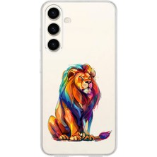 Zeyno Samsung S24 Fe Uyumlu Renkli Aslan  Desenli Silikon Kılıf