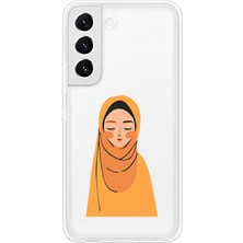 Zeyno Samsung S21FE Uyumlu Turuncu Başörtü  Desenli Silikon Kılıf