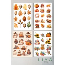 12'li Süper Autumn Temalı Sticker Planner Ajanda Bullet Journal Için Uygun Set