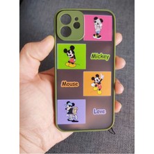 Lucek Cases iPhone 12 Uyumlu Kamera Korumalı Mickey Mouse Tasarım Telefon Boyun Askılı Set Kılıf