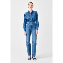 Denim Trip SARAH Slim Straight Fit Yüksek Bel Orta İndigo Kadın Jean Pantolon