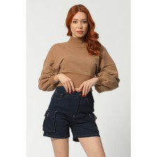Noori Crop Sweatshirt  - Kahverengi Kahverengi - Xs