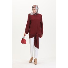 Sefa Merve Kuşaklı Tunik 1020-05 Bordo