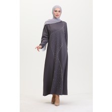 Sefa Merve Taş Baskılı Abiye Elbise 0407-06 Gri