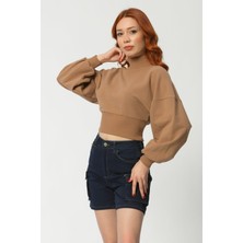 Noori Crop Sweatshirt  - Kahverengi Kahverengi - S
