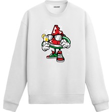 Colermi Unisex Pamuk Serin Karpuz Karikatür Kapşonlu Sweatshirt Hoodie Eğlenceli Meyve Deseni