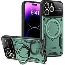 Wevox Apple iPhone 15 Pro Uyumlu Kılıf Magsafe Şarj Özellikli Standlı Kamera Lens Korumalı Dayanıklı Koruyucu Renkli Tank Kapak