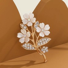 Durush Collection Altın Rengi Çiçekli Broş