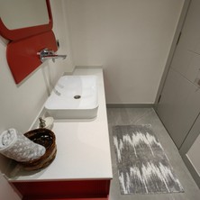 Gri Beyaz Dalga Desenli İnopoli Banyo Paspası – 90X60 cm