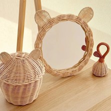 Hakici Dekoratif Rattan 3'lü Bambu Kulaklı Sepet / Çıngırak / Ayna