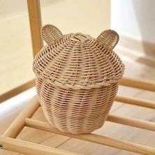 Hakici Dekoratif Rattan Bambu Kulaklı Sepet