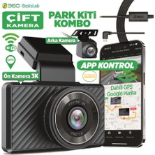 +360 G500H Ön 2k Qhd - Arka 1080P Fhd 160° Geniş Açı Lens Gece Görüşü Dahili Gps Modülü Akıllı Araç Içi Kamera+ Park Modu Bağlantı Kablosu Combo