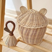 Hakici Dekoratif Rattan 2'li Bambu Kulaklı Sepet / Rattan Bambu Çıngırak