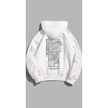 Unisex Oversize Kalıp Baskılı 3 Iplik Ejderha Detaylı Hoodie  Kapşonlu Sweatshirt